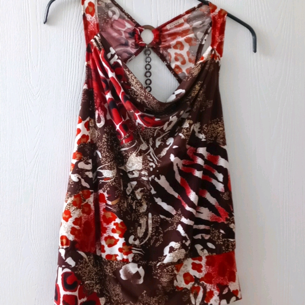 Ladies open back top animal print